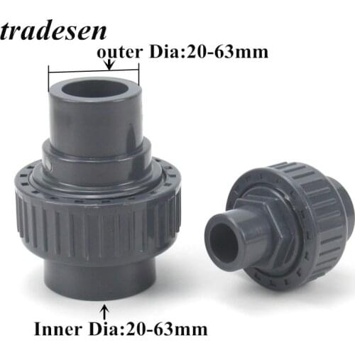 1pc PVC 20-50mm Union Water Pipe Connector Plastic Tube Adapter Garden Irrigation Fittings Fish Tank Aquarium UPVC Pipe Adapter