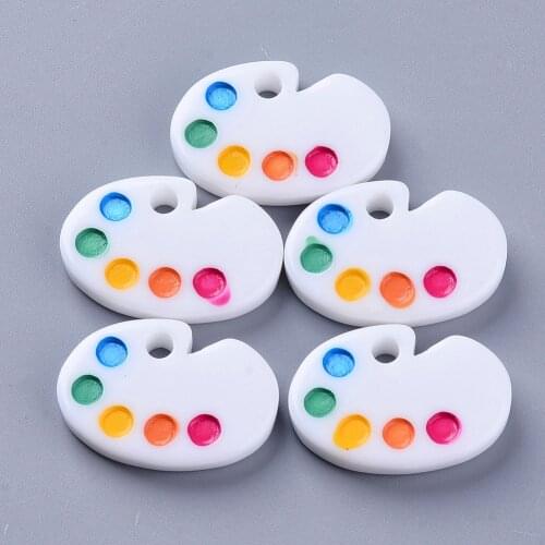 20Pcs Colorful Drawing Board Resin Pendants Charms For Jewelry Making DIY Key Chain Craft Supplies 24~25x17x4.5mm