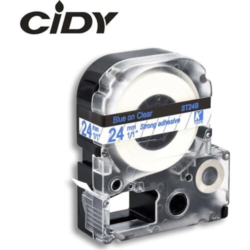 24mm Blue on Clear ST24BW LC-6TLN adhesive ribbon label tape for kingjim/epson label maker LW300 LW400 LW-600P