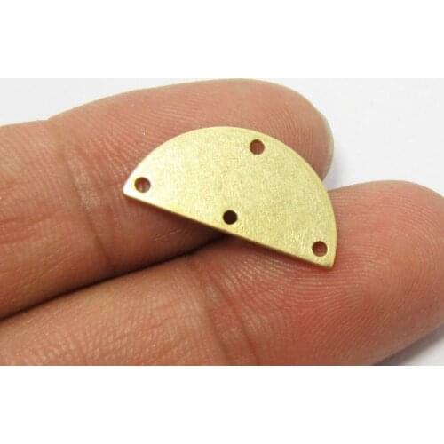 30pcs Brass charm connectors 21x10.5mm Half round brass findings Earrings half moon-R066