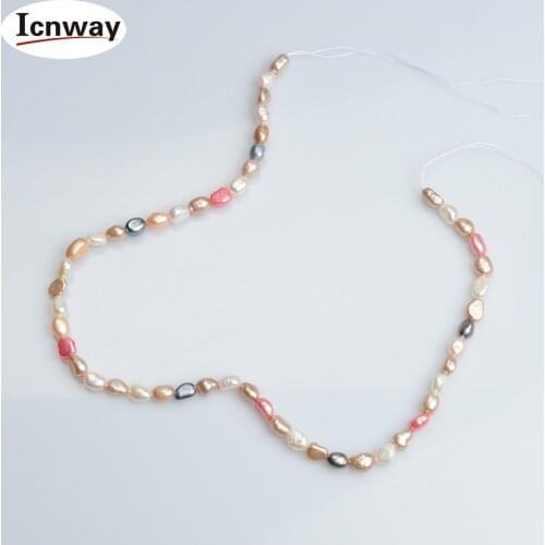 5strands Natural AA baroque multicolor freshwater Pearl 5-6mm For Jewelry Making 15inches DIY necklace FreeShipping Wholesale