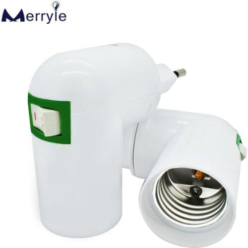 360 Spin E27 EU Plug Adapter Lamp Base Fireproof Materialwith Power on-off Smart Control Switch Light Bulb Socket Converter