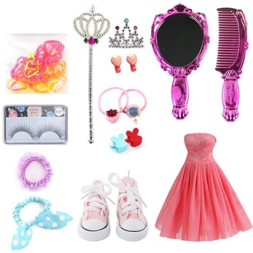 UCanaan BJD Doll Accessories For 1/3 BJD Dolls 1 Pair Shoes / 1 Set Dress / 1 Pair Eyelash / 1 Comb 1 Mirror Many Hair Rope