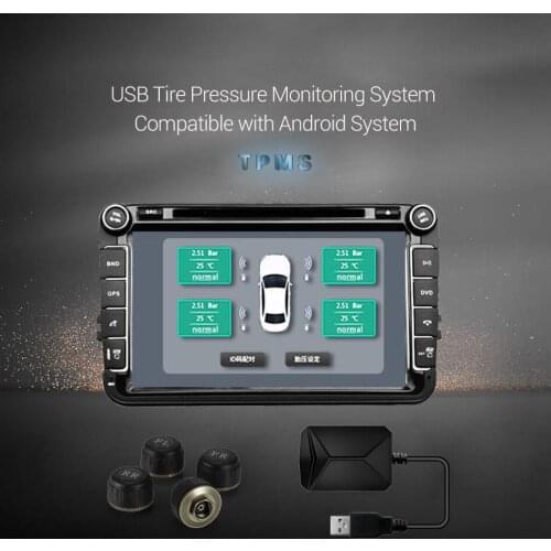 Android TPMS for Car Radio DVD Player Tire Pressure Monitoring System Spare Tyre Internal External Sensor USB TMPS