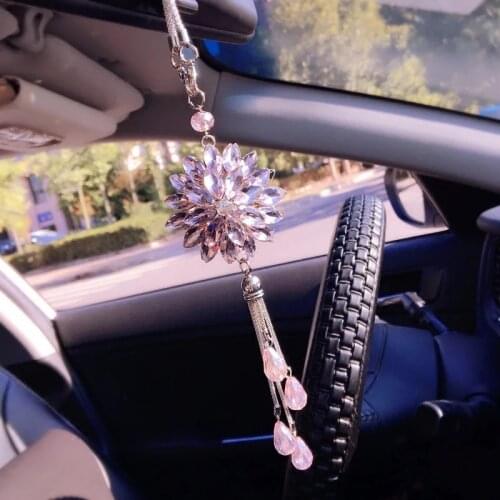 Car Diamond inlay Snow flashing romantic Pendant Hanging pendant rear view mirror Pendant in vehicle Upgrade Full Drill Crystal