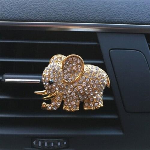 5*3.5cm Diamond Crystal Elephant Car Perfume Clip Lady Car Styling Air Freshener Styling Air Outlet Accessories