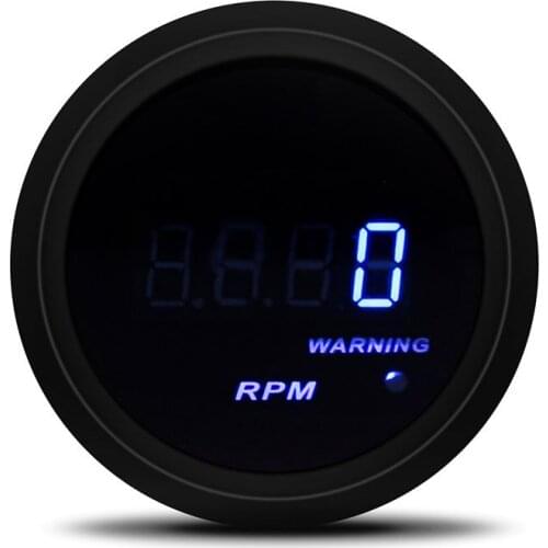 2"52mm Digital 12V Car Auto Tachometer RPM Gauge Meter Auto Parts Blue LED Only Fit 4 6 8 Cylinder gasoline petrol Car