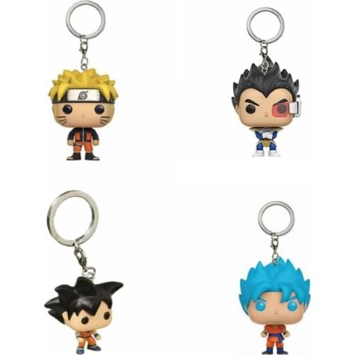 Dragon Ball Keychain Q Version Doll Pop Key Chain Holder Goku Vegeta Super Saiyan Goku Key Protector Gift for Fans