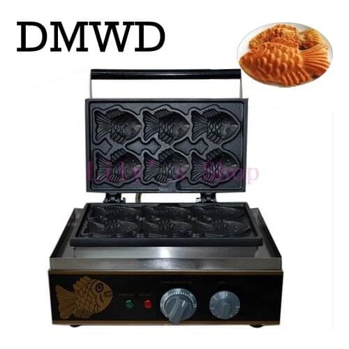 DMWD Open Mouth ice cream taiyaki machine big fish cone maker grain commercial Waffle fish cake snacks device 110V 220V EU US