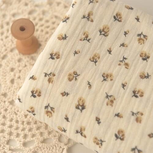 50*140cm Pastoral Yellow Flower Double Cotton Fabric Coat Robe Skirt Clothes Sofa Towel Fabric