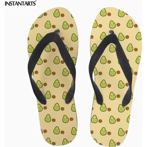 INSTANTARTS Cute Avocado and Stone Printing Women Summer Beach Flip Flops Rubber Comfortable Female Home Footwear Slippers Light