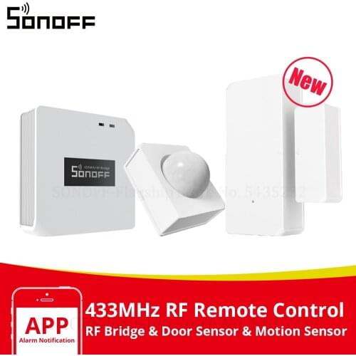 Itead SONOFF RF Bridge 433Mhz Wifi Wireless Signal Converter PIR2 Motion Sensor DW1 Door Window Alarm Sensor Smart Home Security
