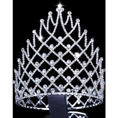 StoneFans Tiaras and Crowns Bridal for Women Diamante Queen Big Crown Tiara Pageants Hair Jewelry Headpiece