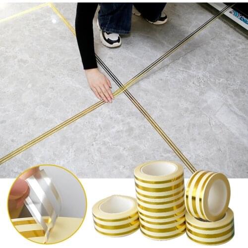 5M New gold tape self adhesive tile gap Sealing Foil Strip Waterproof Floor Line Decals wall stickers home decor living room