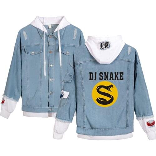 Trendy DJ Snake Denim Jacket Jean Stitching Coat Harajuku jeans DJ Snake hoodies Men/Women Denim Jacket Autumn Winter Denim Tops