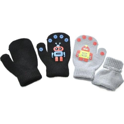 N7ME Boys Girls Snowflake Knitted Gloves for 1-4 Years Old Warm Full Finger Mittens