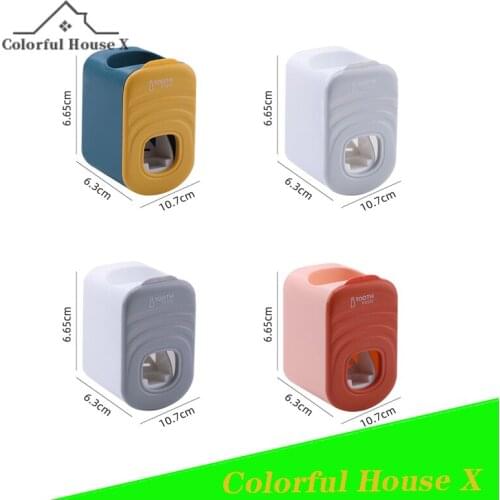 Household Nordic Wall-Mounted Toothpaste Dispenser Punch-Free PlasticToothpaste Holder Multifunctional Automatic Squeezer Yellow