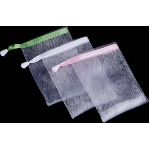 Nylon soap net small drawstring exfoliating mesh soap saver pouch bag sack net