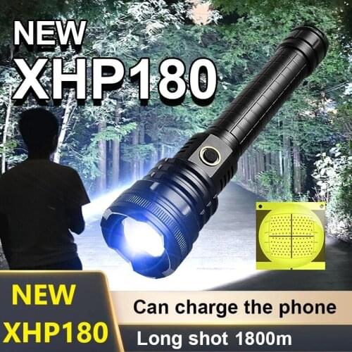 XHP180 New Most Powerful Led Flashlight 18650 XHP90 XHP50.2 LED Torch Light Rechargeable USB Tactical Flashlight Camping Lantern