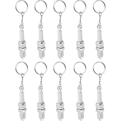 Novelty LED Flashlight Keychain Car Auto Parts Key Chain Spark Plug Shaped Outside Tuning Keyring Keyfob Pendent Accessories