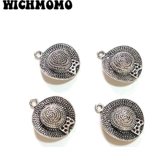 New 10pieces 19*23MM Handmade Retro Plated Zinc Alloy Vintage Hat Coin Charms Pendants for DIY Jewelry Accessories