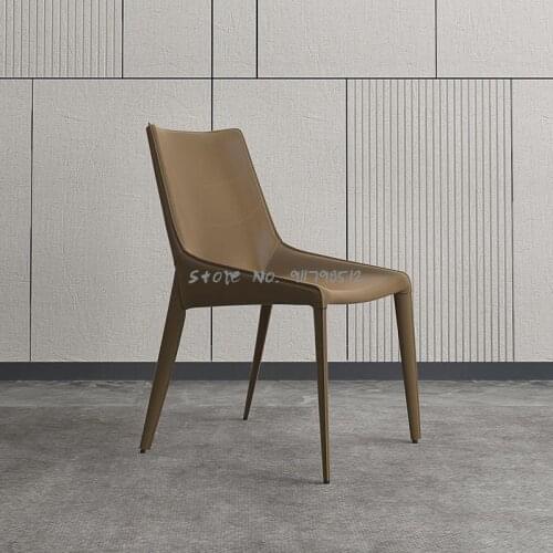 Dining chair simple modern saddle leather home Nordic restaurant back chair desk chair casual makeup chair