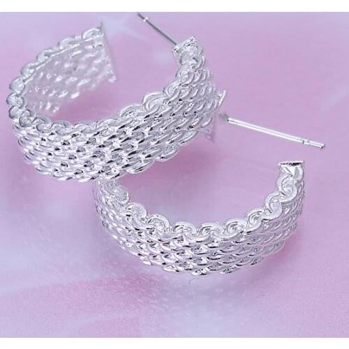 E082 Wholesale Party Silver Color Earrings For Women 925 Fashion Jewelry Free Shipping Weaved Web Earrings E082/ajtajba