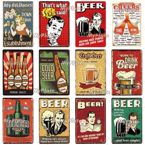 BEER Vintage Metal Sign Tin Sign Vintage Decoration Plaque Home Wall Decor Bar Sign Home Decor Poster Drop Shipping