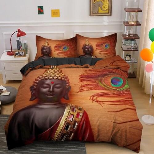 Sitting Meditation Buddha King Queen Single Bedding Set Duvet Cover With PIllowcase 2/3pcs Bedclothes Drop Shipping