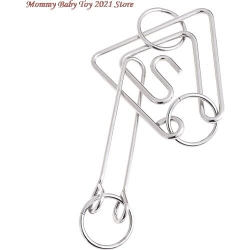 Challenging Metal Wire Puzzle Brain Teaser Game Triangle Ring for Adults Kids Classical Educational Toys Metal Ring Toys