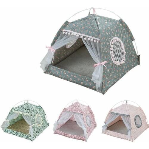 Sleeping Bed for Dog Cat Summer Anti-mosquito Tent Rabbit Baby Toys Outdoor At Home Folding Play Game House Teddy Dog Teepee