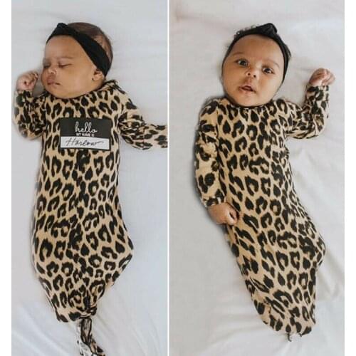 New Fashion Spring Autumn Newborn Baby Cotton Swaddle Blanket Wrap Sleeping Bag Leopard Long Sleeve Sleeping Bags 0-6M