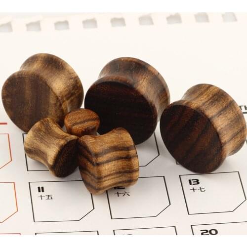 TIANCIFBYJS Organic Wood Flesh Tunnels Double Flared Ear Stretcher Saddle Ear Plugs Gauge 6- 20mm Body Piercing Jewelry 80pcs