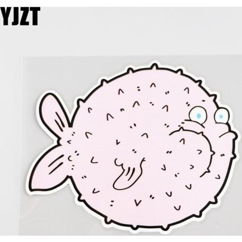 YJZT 14CMX11.4CM Pink Dolphin Fish Car Sticker Lovely Fish Pvc Decal Cartoon 6A-0013