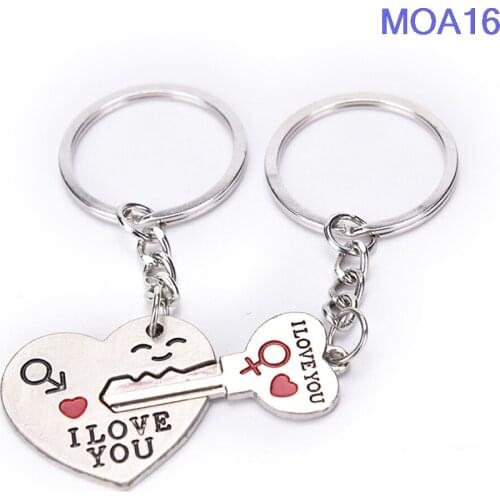 1 Pair Couple I LOVE YOU Letter Keychain Heart Car Key Ring Silvery Lovers Love Auto Key Chain Souvenirs Valentines Day New