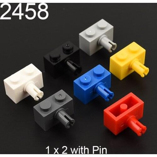 10PCS 2458 Brick Special 1x2 with Pin Building block accessories parts MOC DIY Education Build Toys Brick