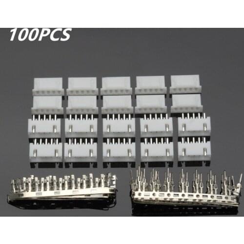 100Pcs 2/3/4/5/6 Pins Header Jumper Male/Female Bare Terminals Kit XH-2.54mm Wire Terminal Connector For Electronic