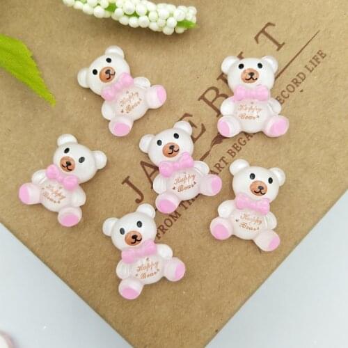 20pcs Cute Resin Cartoon Bear Flatback Cabochon Scrapbook DIY Hair Bow Phone Deco