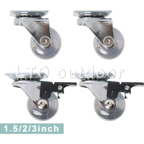 2/4PCS 360 Degree Transparent Swivel Caster Wheels, Heavy Duty Caster With Top Plate No Noise Wheels For Furniture Accessories