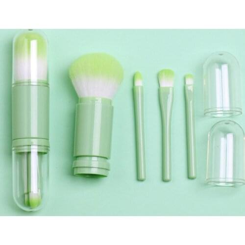 4 in 1 Makeup Brush Portable Retractable Cover Double Head Loose Powder Brush Highlight Brush Beauty Tools Make Up Brush