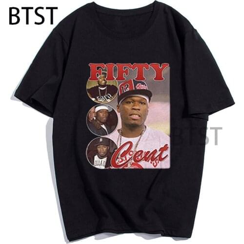 50 Cent Men Tshirt Fashion Hip Hop Printed Graphic T-Shirt Male Shirt Short Sleeve T Shirt O-neck Black Tees 2021
