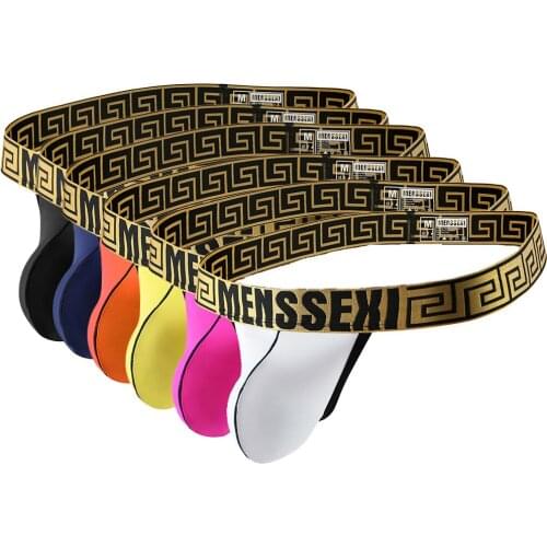 6Pack Mens Sexy G Strings Low Rise T-Back Thongs Gay Underwear Sissy Panties Penis Pouch Bikini Man Briefs Backless Jockstrap