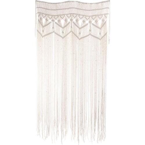 90*180cm / 35.4*70.8inch Bohemian Hand-Woven Tapestry Curtain Partition Wedding Decoration Window Backdrop Curtain Decor