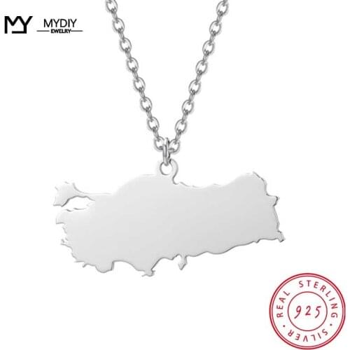 925 Stering Silver Custom Country Map 2021 Trend Minimalist Fine Pendant Necklaces Gift New Jewelry Geometric 2021 Trend