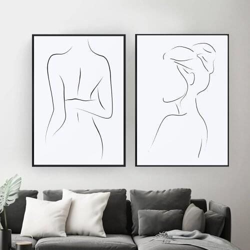 Abstract Wall Art Women Body Line Drawing Nordic Paintings Canvas Prints Posters for Living Room Bedroom Corridor Decoration