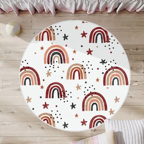 Beyaz Çocuk Odası Halısı gökkuşağı yıldız renkli