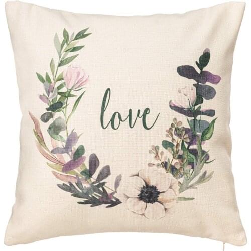 QIBON Flower Decoration Pillow case (18x18 inches Rice White) Sofa Fashion Cotton Linen Cushion Cover, Plant Flower Pattern