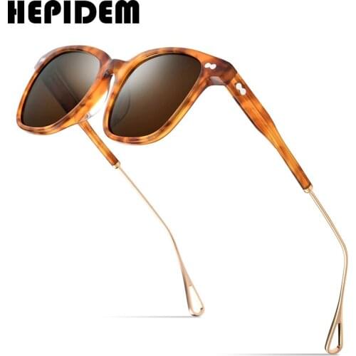 HEPIDEM Acetate Polarized Sunglasses Men 2020 New Fashion Brand Designer Vintage Square Sun Glasses for Women Goggles 9137T