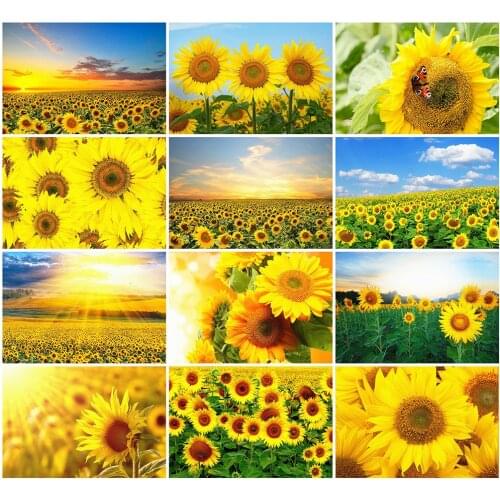 HUACAN Full Drill Square Diamond Painting 5D Sunflowers Embroidery Home Decoration New Arrival Mosaic Handmade Gift