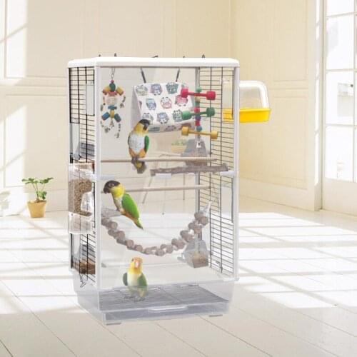 Transparent Rectangle Bird Cage Decoration Large Playground Breeding Cage Bird Cage Household Jaulas Feeding Supplies BS50BC